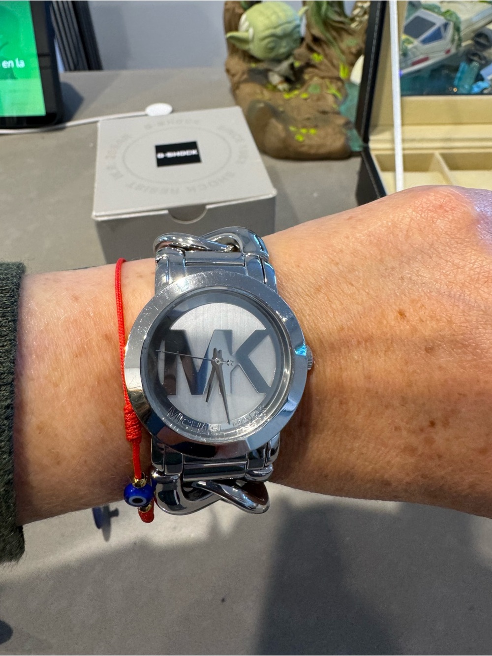 Michael Kors Silver Stainless Steel MK Logo Bracelet Watch